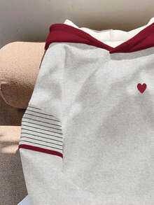 Resyla Women's Striped Heart Print Long Sleeve Casual Loose Sweatshirt Sweatshirt