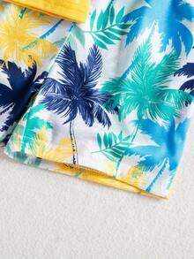 SHEIN Young Boy Tropical Print Vest And Shorts 2 Pieces Set, Casual Holiday Outfit Kids Tropical Outfit Boy Outfit Summer Toddler Boy Beach Set