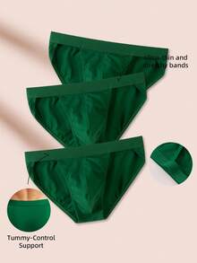 Velminro 3pcs Military Green 100% Cotton Men's Boxer Briefs Green Panties Panties Pack - Army Green - View 1