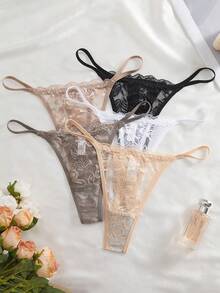 SHEIN Bộ 5 chiếc quần lót dây ren gợi cảm dành cho nữ, thoải mái. - Nhiều màu - Xem 3