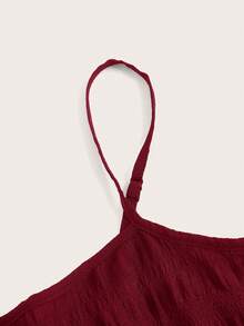 SHEIN EZwear 春季方领喇叭裤连体紧身衣连衣裙 酒红色连衣裙 吊带连衣裙 曲线连衣裙 红色连衣裙 吊带连衣裙 红色连衣裙 女士酒红色连衣裙 女士夏季连衣裙 女士连衣裙 酒红色连衣裙 Oldrose 女士连衣裙 - 酒紅色 - 查看 3