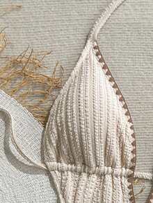 Soleia 女士性感露背系带连体泳衣，夏季海滩度假时尚之选 - 彩色 - 查看 4