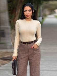 Durrani Popal 女式格子双口袋休闲皮带复古裤 - 彩色 - 查看 5