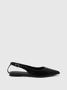 CUCCOO BIZCHIC Women's Pointed Toe Buckle Design Casual Flat Shoes Valentine's Day - Black - View 2