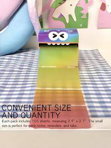 Zazumi Big Mouth Monster Design Pull Tab Sticky Notes Cute Pearl Finish Transarent Stationery Gift For Students Holiday Season Birthday Gift Ideas Must Haves - Multicolor - View 8