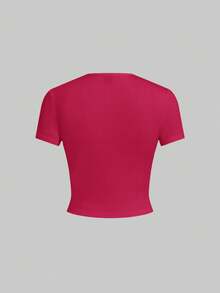 SHEIN EZwear 5件/套纯色针织无袖修身T恤，春夏基础款女式纯色T恤衫套装，女式上衣套装，纯色T恤衫，5件装女式上衣，纯色T恤衫，女式T恤衫 - 彩色 - 查看 7