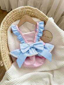 SHEIN Baby Girl Cute Floral Ruffle Bow Decor Photography Dress - Multicolor - View 2