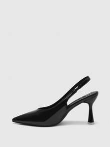 CUCCOO BIZCHIC Women's Pointed Toe High Heel Black Backless Pumps, Minimalist Commuting & Daily Wear Slip-On Dress Shoes - Black - View 10