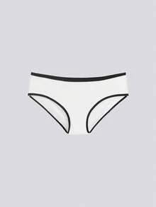 Loungeista 3入組運動風格和極簡主義風格的女孩中腰三角設計黑白日本風內褲 - 黑與白 - 查看 8
