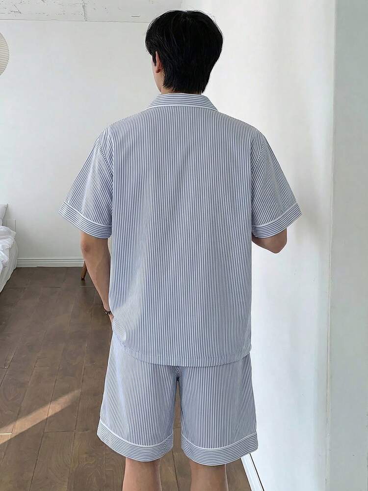 Men's Striped T-Shirt And Loungewear Set, Summer
