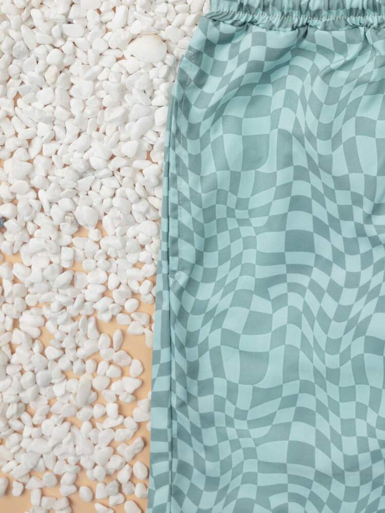 Tonal Checkered Swim Shorts