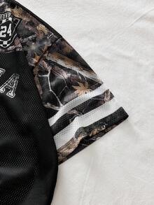 AXEPEAK Áo thun nam cổ chữ V in chữ và số, tay ngắn, kiểu dáng thường ngày, đa năng, thích hợp đi làm. - màu đen - Xem 4