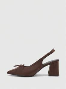 CUCCOO BIZCHIC Women's Classic Burgundy Pointed Toe Mid Chunky Heel Slip-On Pumps, Versatile For Commuting, Dating, Party, Holiday, Wedding For Christmas Spring Shoes - chestnut brown - View 10