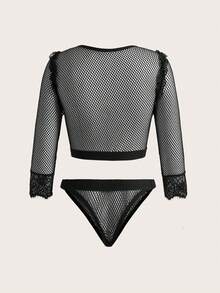 SpicyHot 2pcs Extremely Sexy Mesh Lingerie Set - Black - View 7