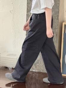 DAZY Tween Boy Casual Pocketed Versatile Everyday Wear & Back To School Wide Leg Jeans Spring - Grey - View 1