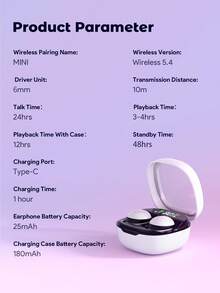 Teckwe 2026 Auriculares inalámbricos ultracompactos con control táctil, mini auriculares, sonido estéreo de alta fidelidad, estuche de carga con LED, micrófono incorporado, adecuado para deportes, trabajo, viajes, sueño - Multicolor - Ver 10