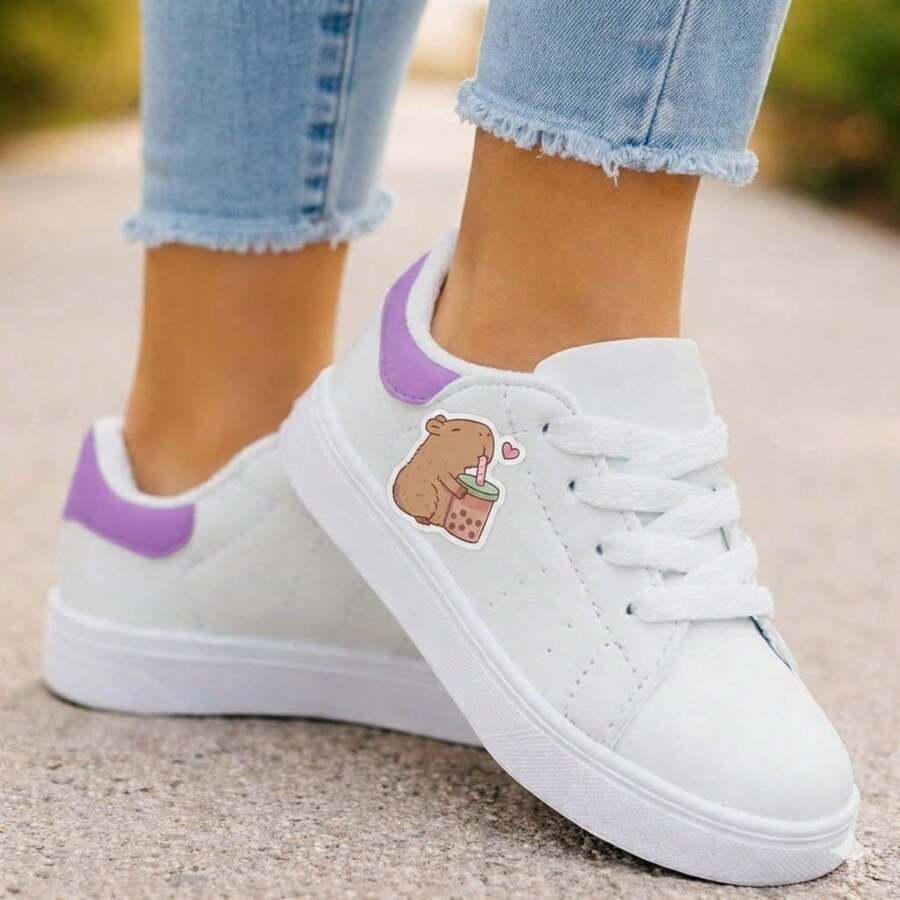 Shoes With Soft Sole And Closure And Loop For Kids, Unicolor, New For Spring - 紫丁香色 - 查看 1