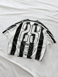 AXEPEAK Men's V-Neck Letter & Number Print Casual Versatile Commuting Short Sleeve T-Shirt - Multicolor - View 2