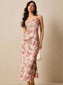 Poéselle 女士碎花扭结前襟连衣裙 - 紅色 - 查看 3