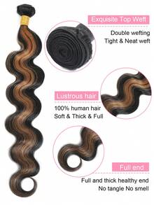 1B/30 波浪卷人发发束，挑染发束，真人发，处女发，Remy发束，双色黑棕发束，女士接发 - S1/30 - 查看 2