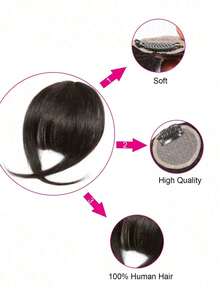 French Bangs Human Hair Air Bangs With Sideburns Natural Color Bangs Clip In Hair Extensions Beginner Friendly - Natural Black - View 6