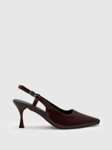 CUCCOO BIZCHIC Giày sandal nữ mũi nhọn gót nhọn bằng da PU, thiết kế tối giản thời trang, thoải mái cho sử dụng hàng ngày, dự tiệc và các sự kiện. - màu nâu - Xem 2