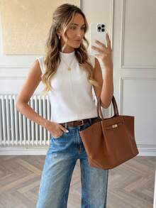 SHEIN LUNE 女士简约休闲插肩袖T恤，百搭时尚