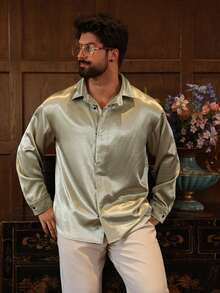 DAZY Men's Solid Green Casual Party Shirt, Spring/Summer - Green - View 5