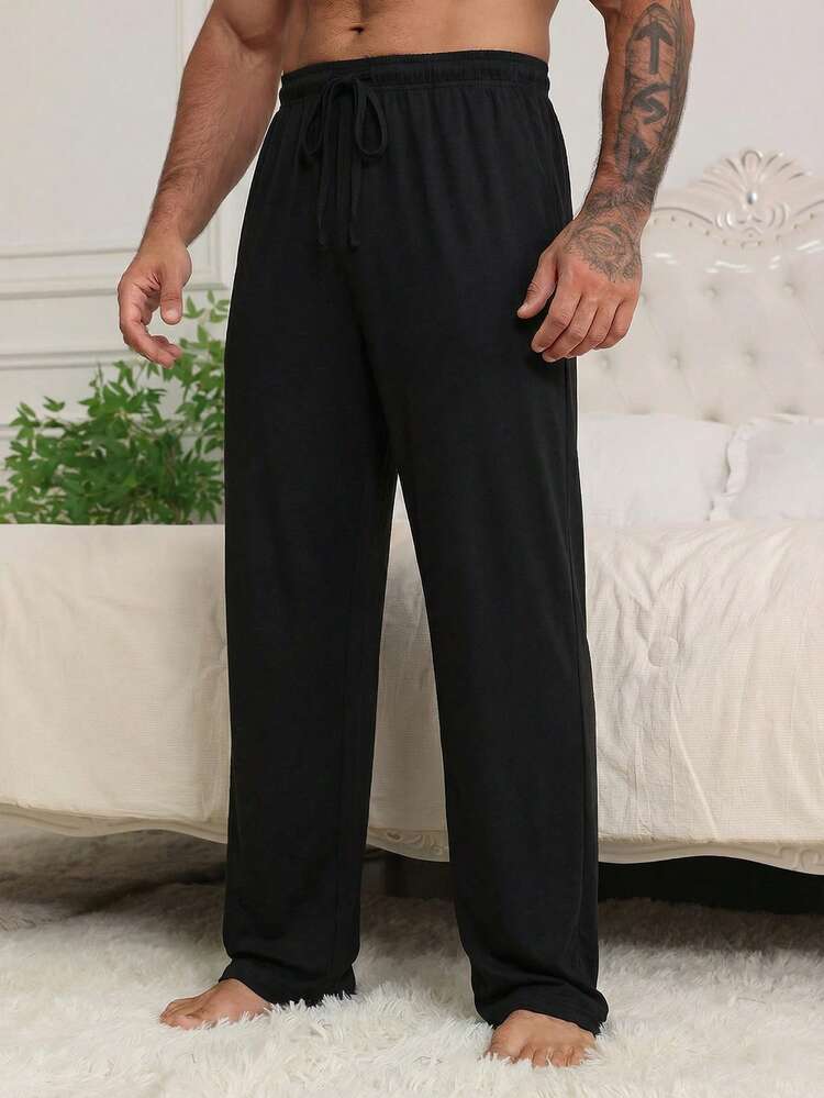 Men's Solid Color Elastic Waist Lounge Pants, Spring/Summer
