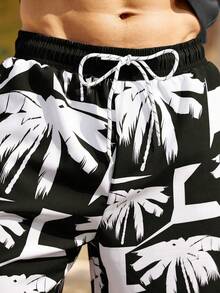 Manfinity KASUA 2pcs Men's Simple Print Long Sleeve Top And Shorts Set - Multicolor - View 4