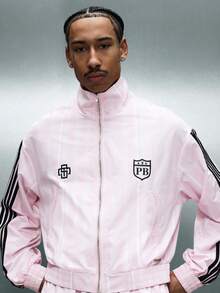 PLAYBOY X SUMWON 男士短款尼龙轻薄防风夹克，兔子标志，春夏外套 - 粉色 - 查看 4