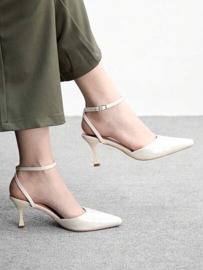 CUCCOO BIZCHIC Sandalias de tacón de aguja de punta fina de piel de PU para mujer, diseño minimalista de moda, cómodas para uso diario, fiestas y banquetes