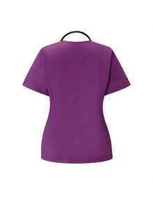 TaskEZ Scrubs Set: V-Neck Short Sleeve Top & Pants Scrub Uniform For Healthcare Workers - Purple - View 6