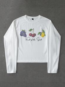 PAVTROS Áo thun dài tay nam kiểu dáng thường ngày, cổ tròn, chất liệu vải có họa tiết, họa tiết trái cây, dáng rộng lửng, phong cách Ins, thời trang thường ngày, phong cách đường phố, đa năng hàng ngày, áo rộng, trẻ trung, thể thao, mặc hàng ngày, đi học, thường ngày, ngoài trời, tập thể dục, quà tặng ngày lễ, quà tặng bạn trai, phong cách thể thao thường ngày mới. - trắng - Xem 1