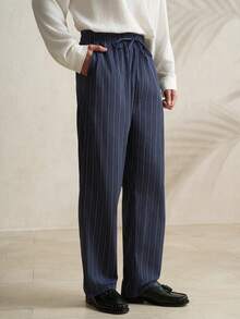 Airaco Pantalones casuales rectos, sueltos, con bolsillos y cordón en la cintura para hombres - Negro - Ver 4