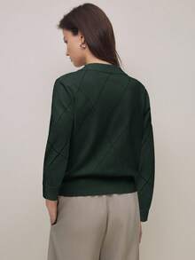 BizChic Áo len cổ lọ màu xanh lá cây mới, chất liệu pha lụa, họa tiết hình thoi, chống xù lông, thoáng khí, thích hợp mặc nhiều lớp vào mùa hè, lễ Phục Sinh, ngày Thánh Patrick và phong cách thanh lịch khi đi làm trong thành phố. - Màu xanh lá cây đậm - Xem 4