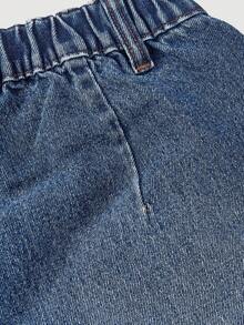 SHEIN MOD Women's Button Waist Design Wide Leg Loose Casual Jeans