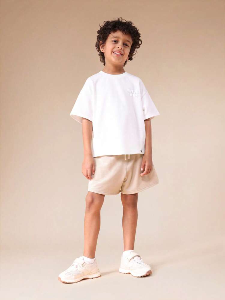 Crew Neck T Shirt With Drawstring Shorts Set