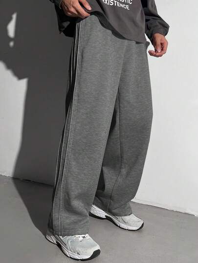 SHEIN Quần nỉ dài xếp ly dáng rộng phong cách hip-hop cá tính, thường ngày dành cho nam thiếu niên, thích hợp cho các dịp lễ hội, thời Phục Hưng, mùa thu, sân bay, tiệc cocktail.
