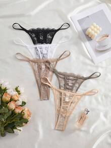 SHEIN Bộ 5 chiếc quần lót dây ren gợi cảm dành cho nữ, thoải mái. - Nhiều màu - Xem 2
