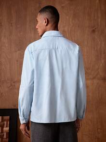 AKNOTIC Herren Lässig gestreiftes Hemd mit Knopfleiste und Langarm, Sommer Bruno Mars Herren Sommer Knopfhemd in Pulverblau, Herren Resort-Wear Jackpot Sumwon Herren Babyblau Hemd - Blau-Weiß - Übersicht 7