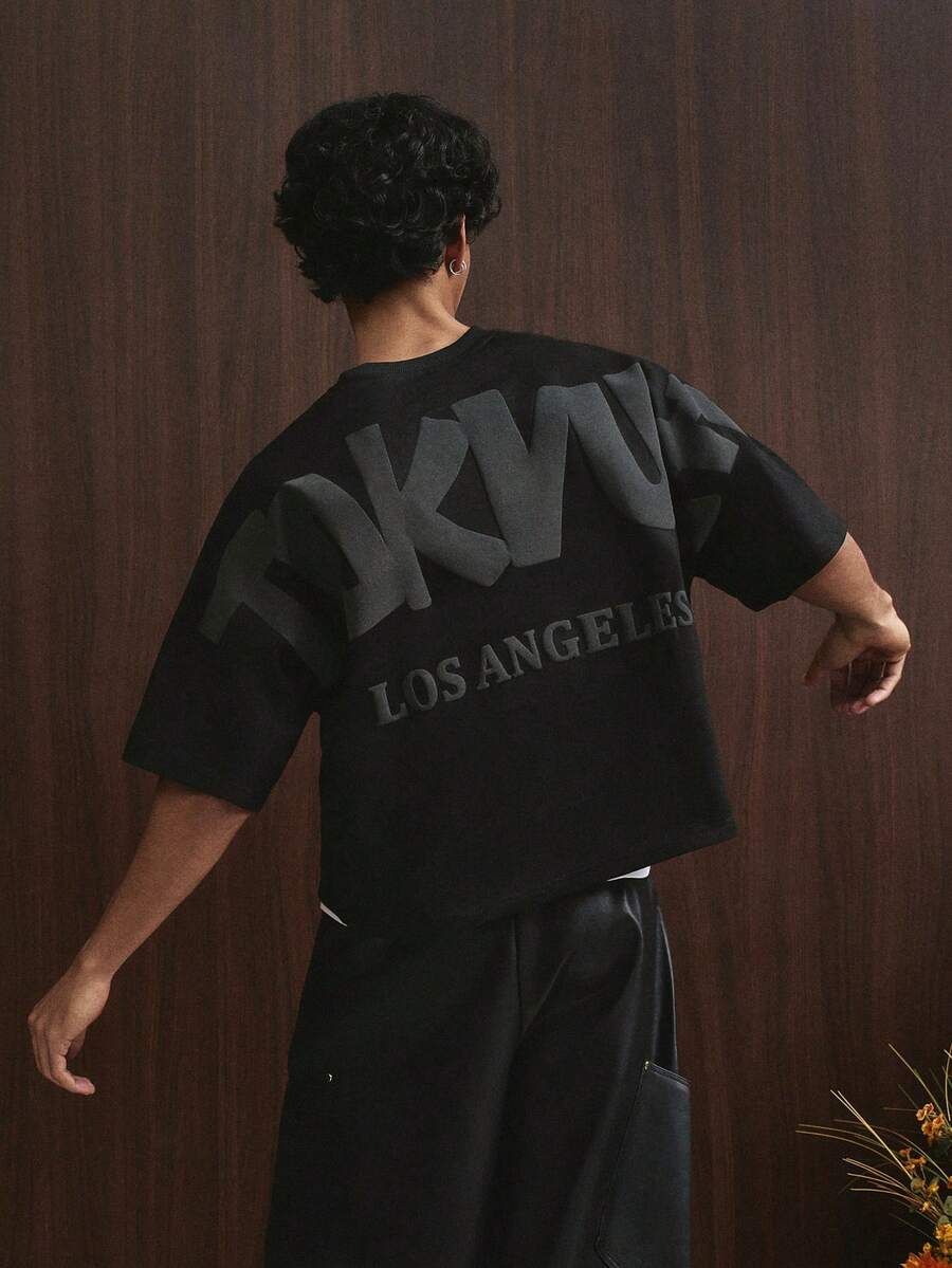 TOKVUE Men's Casual Letter Print Short Sleeve T-Shirt, Summer - Grey - View 1