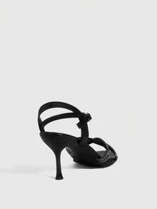 CUCCOO SZL Women's Fashion High Heel Sandals, Fashionable Rhinestone Embellished High Heel Sandals - Black - View 8