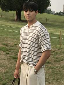 DAZY Men's Striped Colorful Short Sleeve Polo Knit Top, Summer - Multicolor - View 4