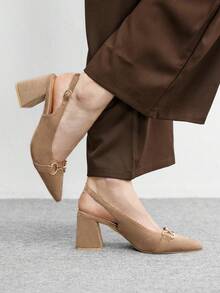 CUCCOO BIZCHIC Women's Burgundy Thick Heel Pumps, Classic Minimalistic Design, Suitable For Commuting, Dating, Party, Holiday, Wedding For Christmas Valentine's Day Spring Shoes - sand camel - View 3