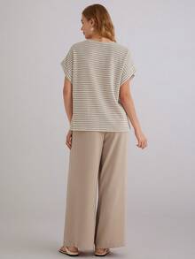 Parysyn 大号梭织休闲夏季两件套 - 杏色 - 查看 3