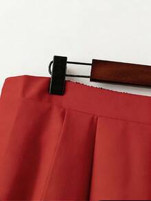 GlowEve CURVE 大码女式针织中国风撞色碎花A字裙 - 紅色 - 查看 3