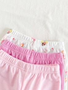 SHEIN Vintaside Kids 6件套女婴新生儿幼儿0-3岁春夏新款可爱兔子纯色条纹T恤短裤套装 - 彩色 - 查看 7