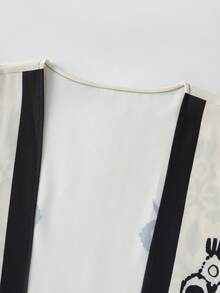 GlowEve Women's Pattern Vacation Daily Casual Beach Cover-Up, Versatile For Commute, Business, Holiday, Early Spring/Summer, Mid-Length Thin Cover Up Jacket, Beige Base With Black Print