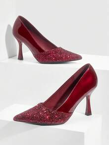 CUCCOO SZL Women's Pointed Toe Stiletto High Heel Black Lace Mesh Breathable Hollow-Out Sexy Elegant Lady High Heel Pumps With Ankle Strap, Versatile For Daily, Party, Gathering Valentine's Day - Gretel burgundy - View 2